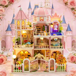 Small House (windsor Castle) DIY Miniature House Kit, Wooden House Kit Adults, Adult Handmade Creative Indoor Decoration, 3D Puzzle Dollhouse Furniture Wood House Set, Doll Bed