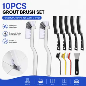 11Pcs Crevice Cleaning Brush Set – Hard Bristle for Deep Cleaning Kitchen, Bathroom, Grout, Sink, Corners – Multi-Purpose Scrub Brushes for Tight Spaces
