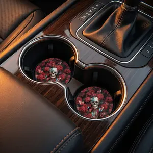 2pcs Skull Design Car Cup Holder Coasters - EVA Material, Universal Fit, Non-Slip - For Car Enthusiasts & Drivers - Protect Your Vehicle Interior - Great Gift for Car Lovers