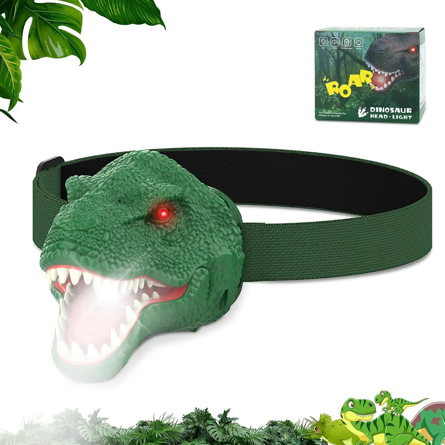 Dinosaur Headlamp for Kids Flashlight Led Headlights
