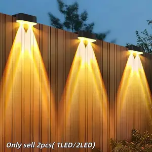 2pcs Solar Fence Lights Outdoor Wall Lamp with Warm Light, Solar Staircase Lights, Solar Patio Lights for Fences, Patios, Steps, Backyard, Solar Spotlights