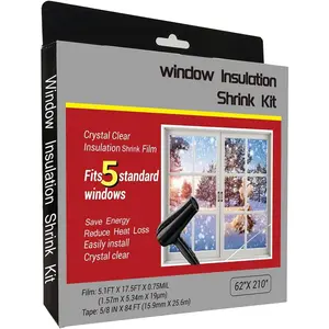 Insulating Window Film Kit to Keep Cold Out Shrink Film Insulator Kit (5 Windows)