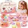 Kids Tea Party Set for Little Girls, Kitchen Pretend Play Toy Set, Dishes with Desserts & Carry Case, Princess Tea Time Playset, Play Food Sets, Play Food Accessories, Perfect Birthday and Christmas Easter Gift for Toddler Girls
