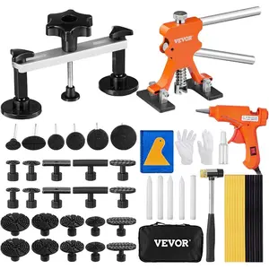 VEVOR 60 PCS Dent Removal Kit, Paintless Dent Repair Kit with Golden Lifter, Bridge Puller, Car Dent Puller with Puller Tabs, Hot Glue Gun for Auto Body Dents, Hail Damage, Door DingVEVOR Super Brand Day