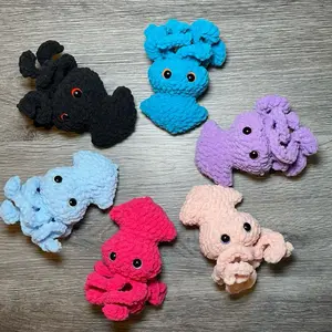 Mystery Crochet Squid Plush – Surprise Amigurumi Sea Animal – Handmade Octopus Toy – Cute Kawaii Yarn Squid – Ocean Lover Gift Box