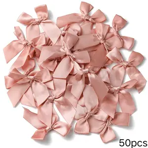 50 Ribbon Bow Ties, 3.3Inch Wedding & Holiday Decorations, Multi-Color Options, Durable Design for DIY Crafts