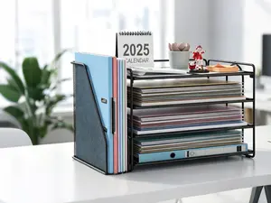 Office Metal File Rack Multi-layer Desktop Storage Organizer Iron Pull-out File Tray Thickened Heavy-Duty Document Holder Sleek Practical Design