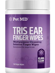 Pet MD Tris Ear Finger Wipes for Dogs and Cats