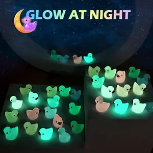 100 Pcs Mini Resin Ducks Luminous Mini Ducks Glow in The Dark, Tiny Ducks to Hide, Little Ducks, Miniature Ducks for Garden Micro Landscape DIY Craft Accessories Ornament Charms Party Toys