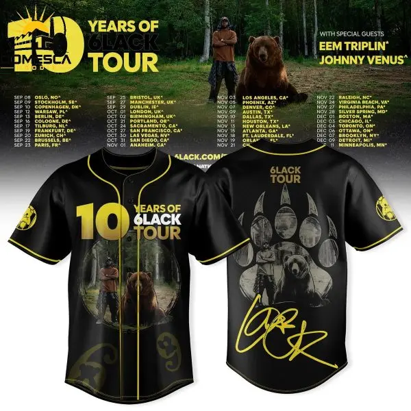 10 Years of 6LACK Tour 2026 Gift Baseball Jersey