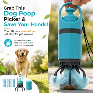 Portable Pet Poop Scooper with Bag Dispenser – 6-Claw Grip, Stretchable Handle, Outdoor Dog Waste Collector, Easy Cleanup Tool for Dog Parents dog waste bag holder dog pooper scooper multiple design