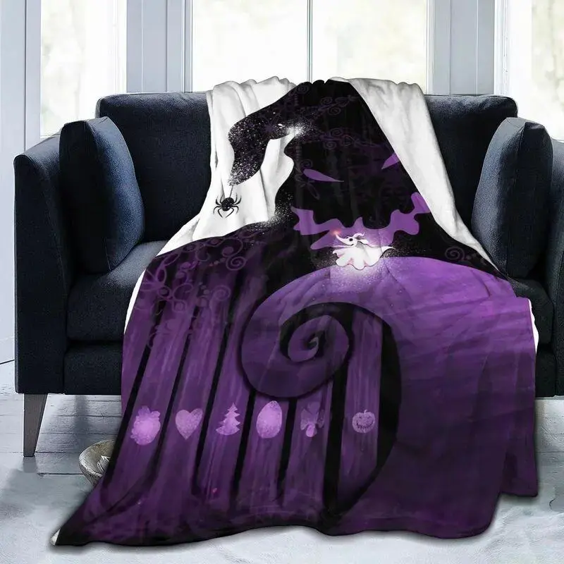 Tufted Unique Design Nightmare Before Christmas Jack Skeleton Graphic Cotton-Velvet Flannel Blend Throw Blanket - Super Soft, Warm, Wrinkle-Resistant, Multi-Size (40x50in) Bedding Linen - Ideal for Bed - Thanksgiving, Valentine's Day Gift for Grandparents