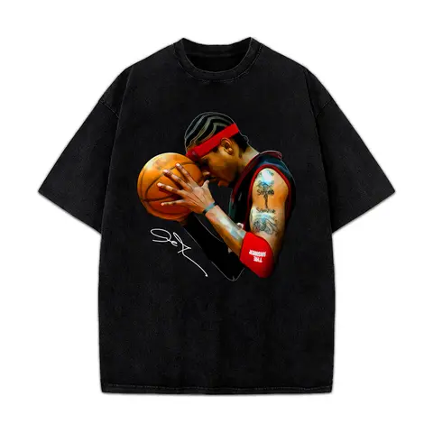 AI The Answer 90's Basketball Vintage Streetwear Style T-Shirt Crewneck Cotton Menswear Top