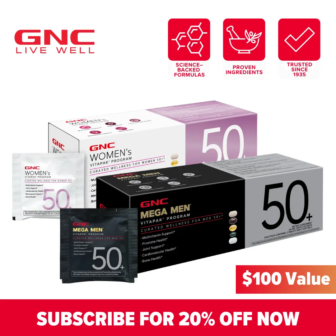 GNC 2-Pack Bundle: Women's 50+ Vitapak,60 day supply, 5-IN-1, Multivitamin, Overall Wellness, healthcare, Dietary Supplement