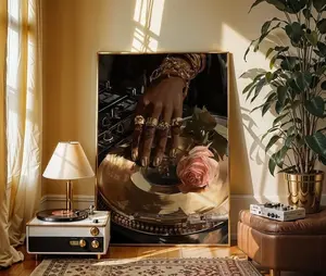 [Sale Up To 50%][No frame, Free Ship] Black Woman DJ Vinyl Print – Afrocentric Music Room Art
