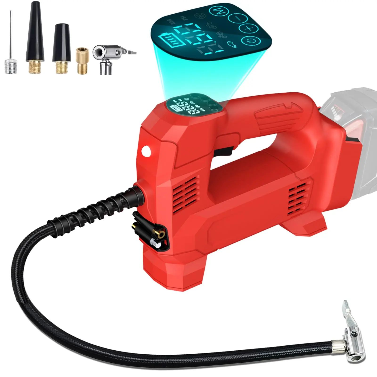 Tire Inflator For Milwaukee 18V for M18  Battery, Battery Air Compressor, 150PSI Cordless Portable Auto Air Pump With Digital Pressure Gauge For Car Motorcycles Bike Sport Ball Auto(no Battery)