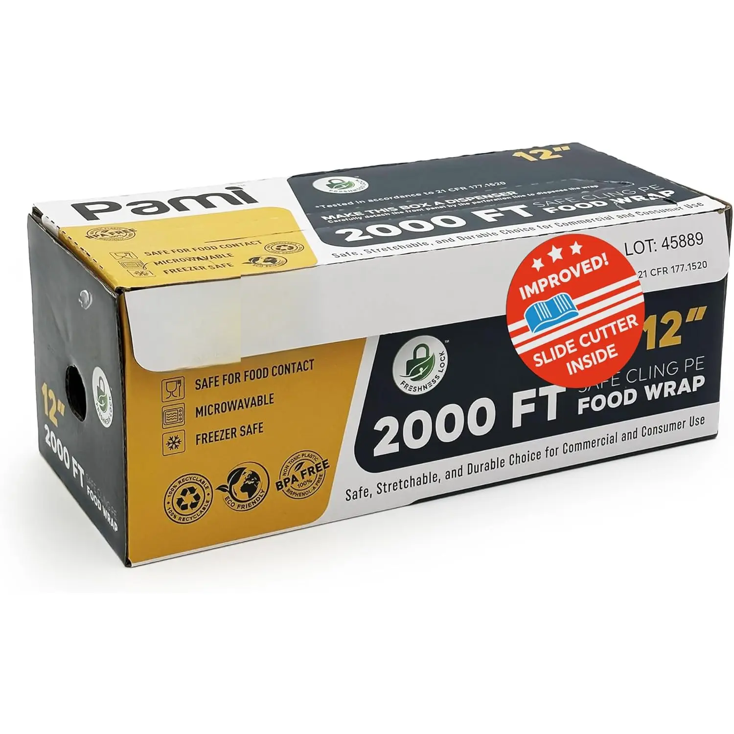 Clear Plastic Wrap for Food 12" X 2000ft, Bpa-Free Restaurant Plastic Wrap with Dispenser Box for Home and Commercial Food Wrap