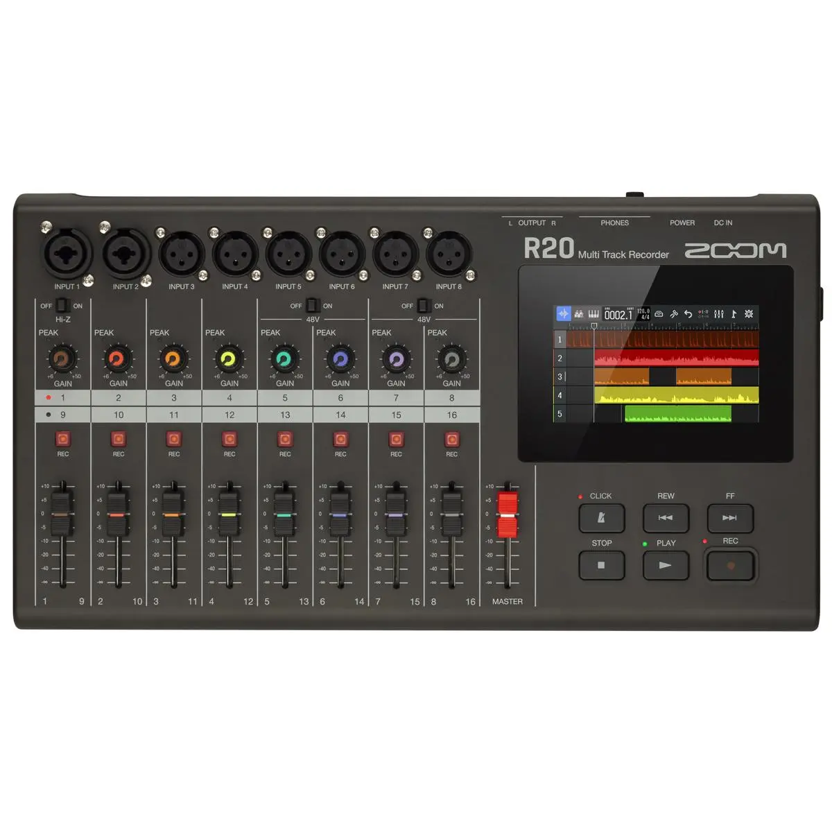 Zoom R20 Portable Multitrack Voice Recorder - LCD Touchscreen Device with Adjustable Adapter, Wireless Connectivity, Noise Reduction Functionality