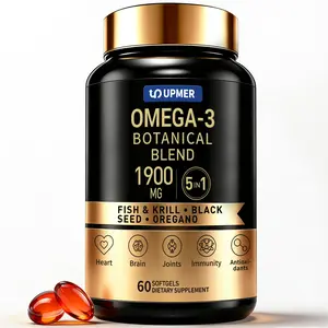 Omega 3 Premium 5-in-1 Wild Salmon Oil Capsules - 1900 mg Pure Oil Rich in EPA & DHA, High Purity & Potency, Quality Guaranteed, 30/40/60-Day Supply Dietary Supplement for Health & Fitness
