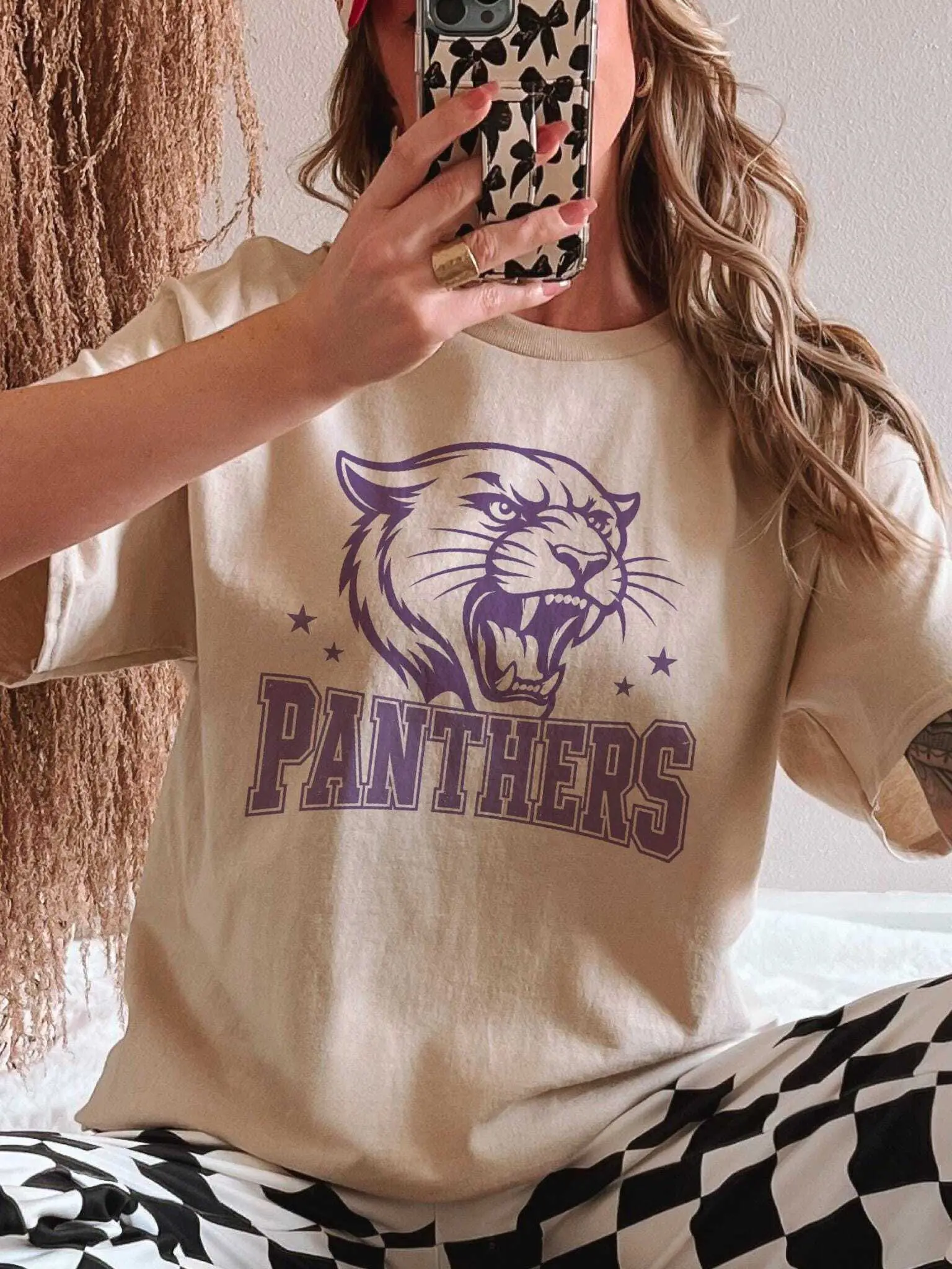 Panthers  Mascot Shirt, School Spirit Tee, Purple Panther Game Day Shirt, Football Game Shirt, Custom School Mascot Shirt,  Panther Tee Cotton Trending