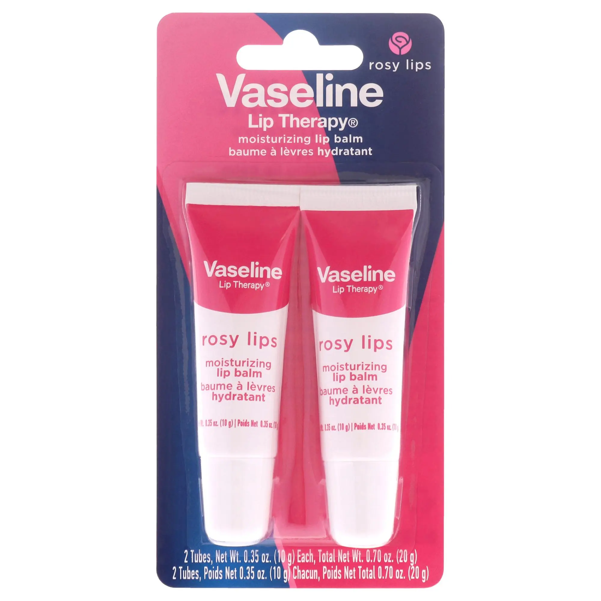Lip Therapy - Rosy Lips by Vaseline for Women - 2 x 0.35 oz Lip Balm