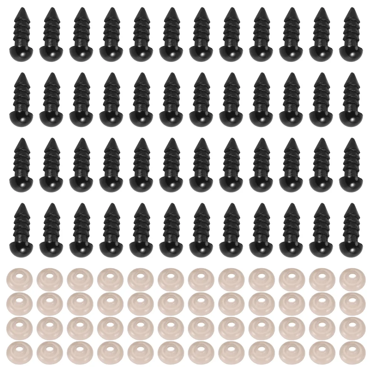 100PCS Plastic Safety Crochet Eyes with 100PCS Washers, 0.24In-6mm Bulk for Crochet Handcraft Making & Motorcycle Accessories