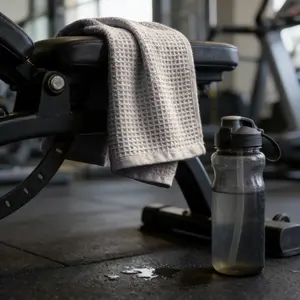 Waffle Towels 4 Pack Lightweight 13.4x28 Inches Coffee Brown Absorbent Fast Drying Ideal for Workouts Yoga Runs