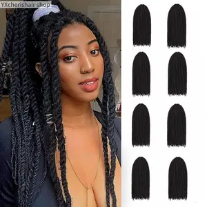8 Packs Marley Twist Braiding Hair 24 Inch Cuban Twist hair extensions COCO Twist Hair Afro Kinky Crochet braids Synthetic Braiding Hair Extensions for black women (18 Inch,1B)