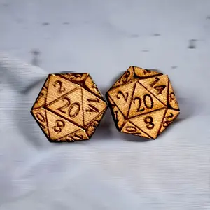 Nat 20s and Nat one wooden d20 studs
