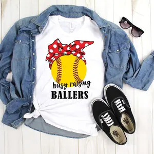 Busy Raising Ballers - Softball - White Tee Menswear Top