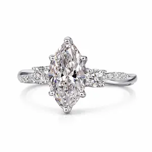 Sterling Silver Shining Elegance Marquise Cubic Zirconia Engagement wedding promise Ring Elegant Jewelry for Women, Perfect party Gift for Valentine's Day & Anniversary luxury  simple design