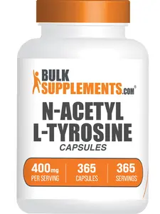 BulkSupplements N-Acetyl L-Tyrosine Capsules- N-Acetyl L-Tyrosine Supplement - Gluten Free, 1 Capsules per Serving, 365 Capsules