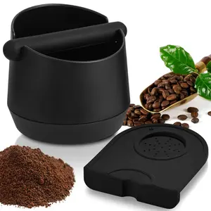 Coffee Knock Box with Silicone Coffee Tamper Mat, Coffee Grounds Container Disposal with Removable Knock Bar and Non-Slip Base, Espresso Knock Box Shock-Absorbent Knock Box Espresso for Home/Office, Coffee Making Tool, Coffee Bar Accessories