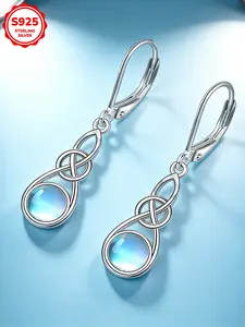 Elegant S925 Silver Celtic Knot Moonstone Earrings, Elegant Minimalist Earrings, Fashionable Dangle Drop Design, Perfect for Daily Wear, Gift for Friends Birthday Valentine's Day