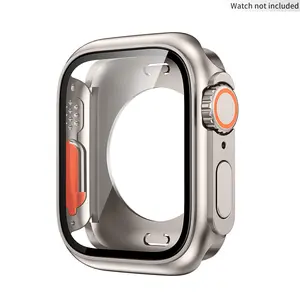 Full Coverage Hard PC Protective Case with Tempered Glass Film, Dustproof Smart Watch Protective Cover, Wearable Accessories Compatible with Apple Watch Series
