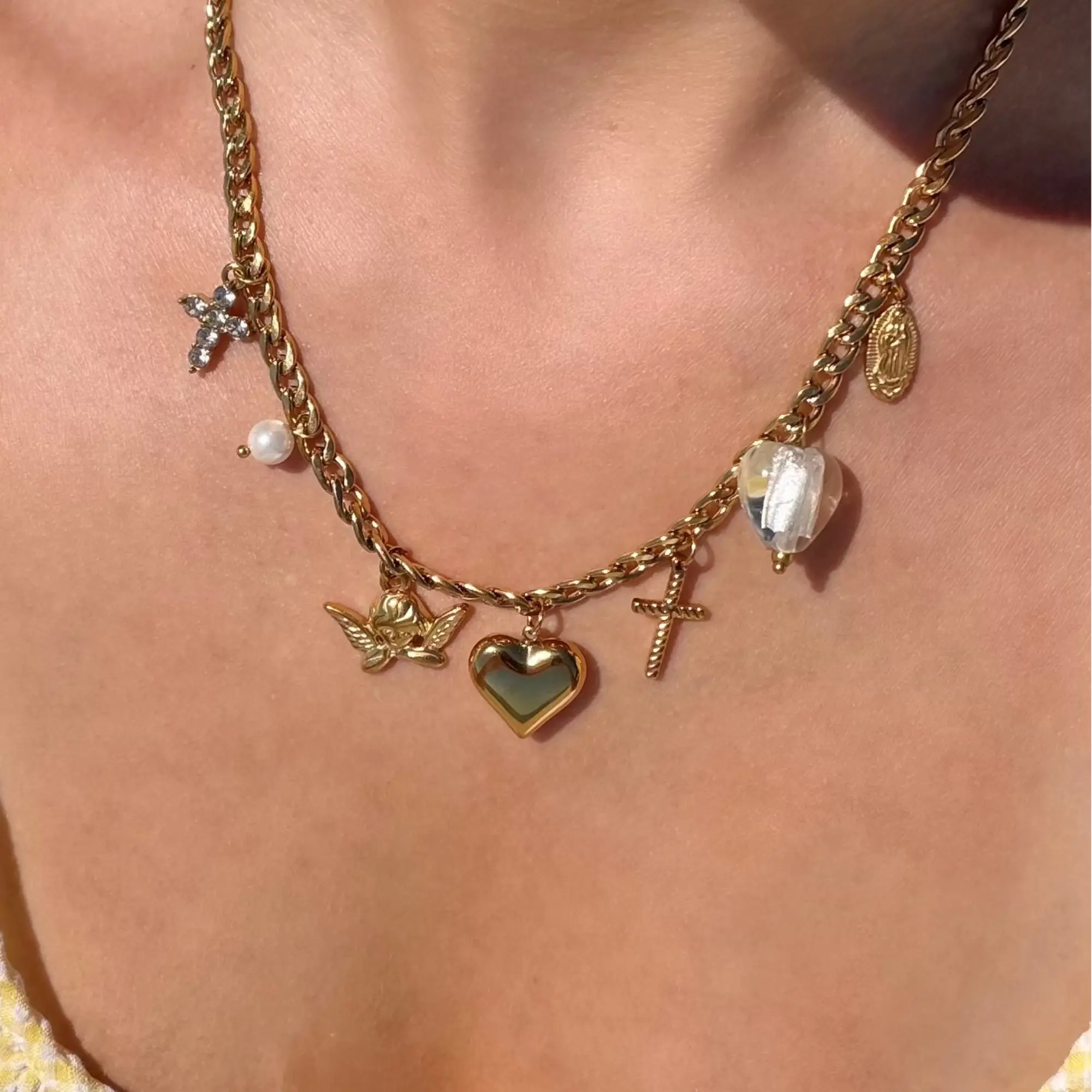 EVRY JEWELS Gold or Silver Plated Women's Icon Charm Necklace