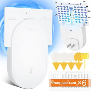 Plug-in Flying Insect Trap, 6-Pack Refill Cartridges Included, Indoor Fly & Gnat Catcher with Blue/UV Light Technology, Mess-Free Bug Zapper Alternative for Fruit Flies