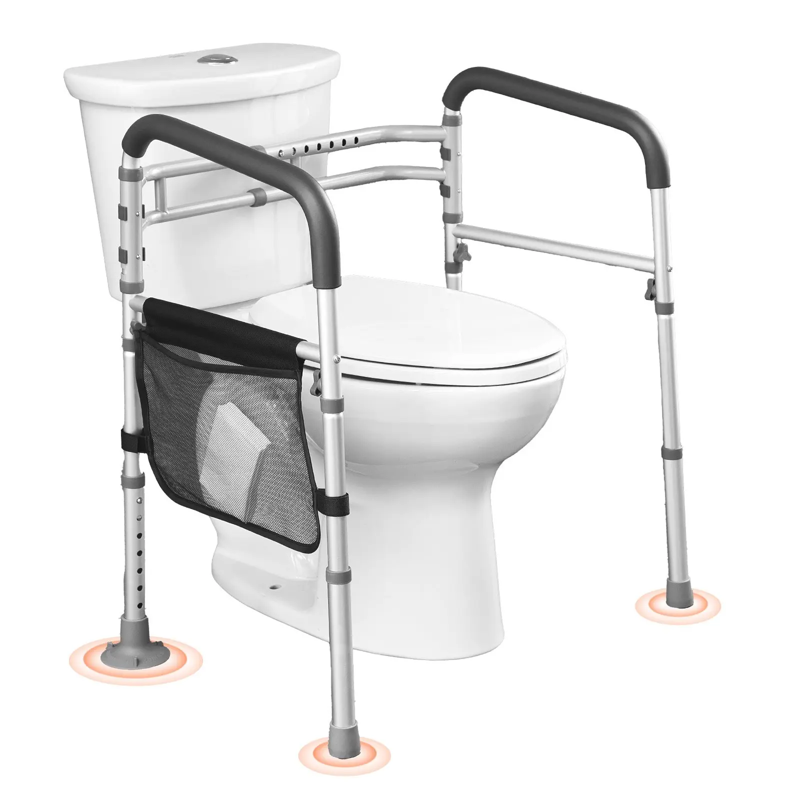 【Summerfinds】VEVOR Toilet Safety Rail, 300 LBS Foldable Toilet Seat with Non-Slip Handles, Portable Versatile Toilet Handrails with Reinforced Aluminum Alloy Tube, Fit for Seniors, Pregnant Women & the Injured Home Installation