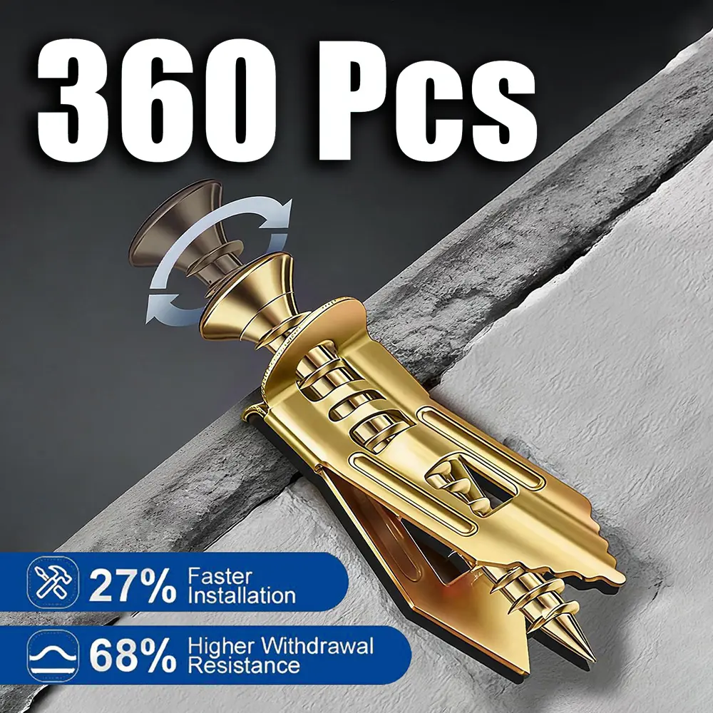 120/240/360 PCS Self‑Drilling Drywall Wall Fixings & Screws Set, 12x30mm Zinc‑Plated Hardware, No Pre‑Drilling, 66LB Hold for Home Office Decor Mounts