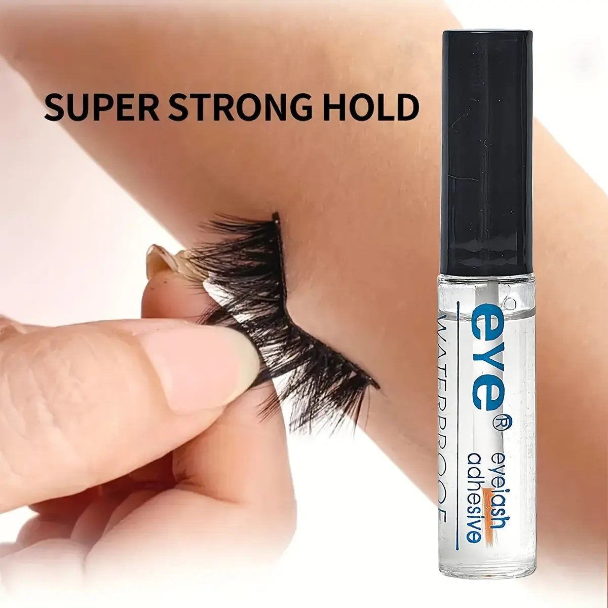 Waterproof Long-Lasting Eyelash Glue, Cosmetic Eyelash Glue, Eyelash Bonding Glue, Makeup, Sulfate-Free, Compatible with Carbon Fiber, Natural Allergy-Free Brush Head, for False Lashes and Extensions
