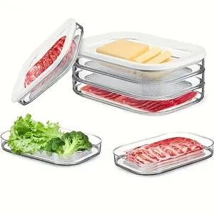 3-Layer Refrigerator Deli Meat Container, Stackable Bacon Lunch Meat Container, Suitable for Cold Cuts, Cheese, Sausage, Meal Prep Containers, Clear Food Storage