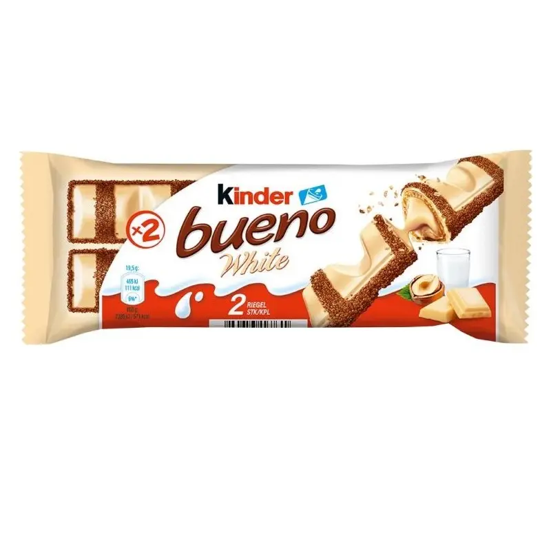 Kinder Bueno White - 21.5g Chocolate with Milk, Avellanas & Wheat - 12 Months - No Warranty - Suitable for All Ages - Cocoa