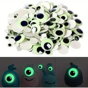 100pcs Wiggle Eyes Self Adhesive, Glowing in Dark Luminous Googly Eyes, Sparkle Colored Craft Supplies for DIY Decorations