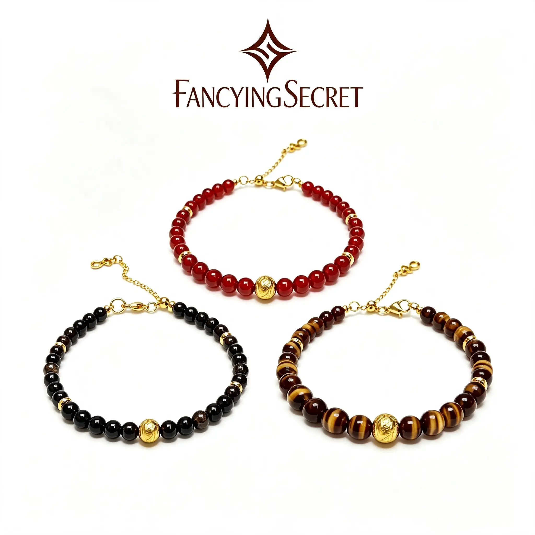 FancyingSecret-Iron Meteorite Bracelet,4mm Luck Money Tiger's Eye Bracelet,Gold Sheen Obsidian Calm Energy Bracelet, Exquisite Lucky Agate Beaded Bracelet,Unisex Adjustable ,Perfect for Daily Wear,Anniversary Gift,Attract Wealth, Abundance and Prosperity.