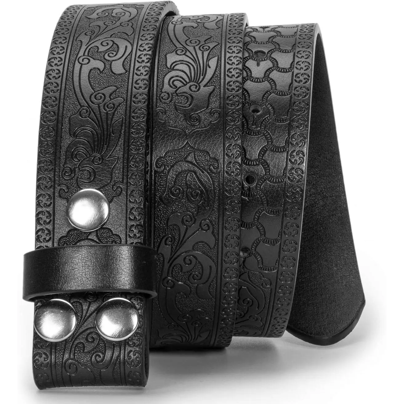 Men's & Women's Interchangeable No Buckle Retro Belt Strap, 1.5" Wide Classic Western Cowboy PU-Leather Casual Style Belt for Jeans, Western Cowboy Belts