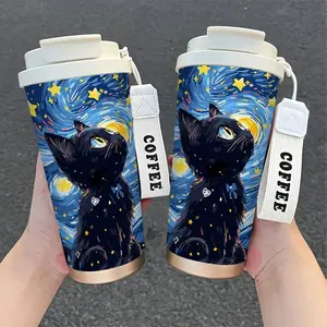 1 Van Gogh Starry Night Insulated Coffee Mug - 18 oz stainless steel, shatterproof, PVC-free, suitable for hot and cold beverages, perfect for home, office, or as a gift, coffee bar accessory