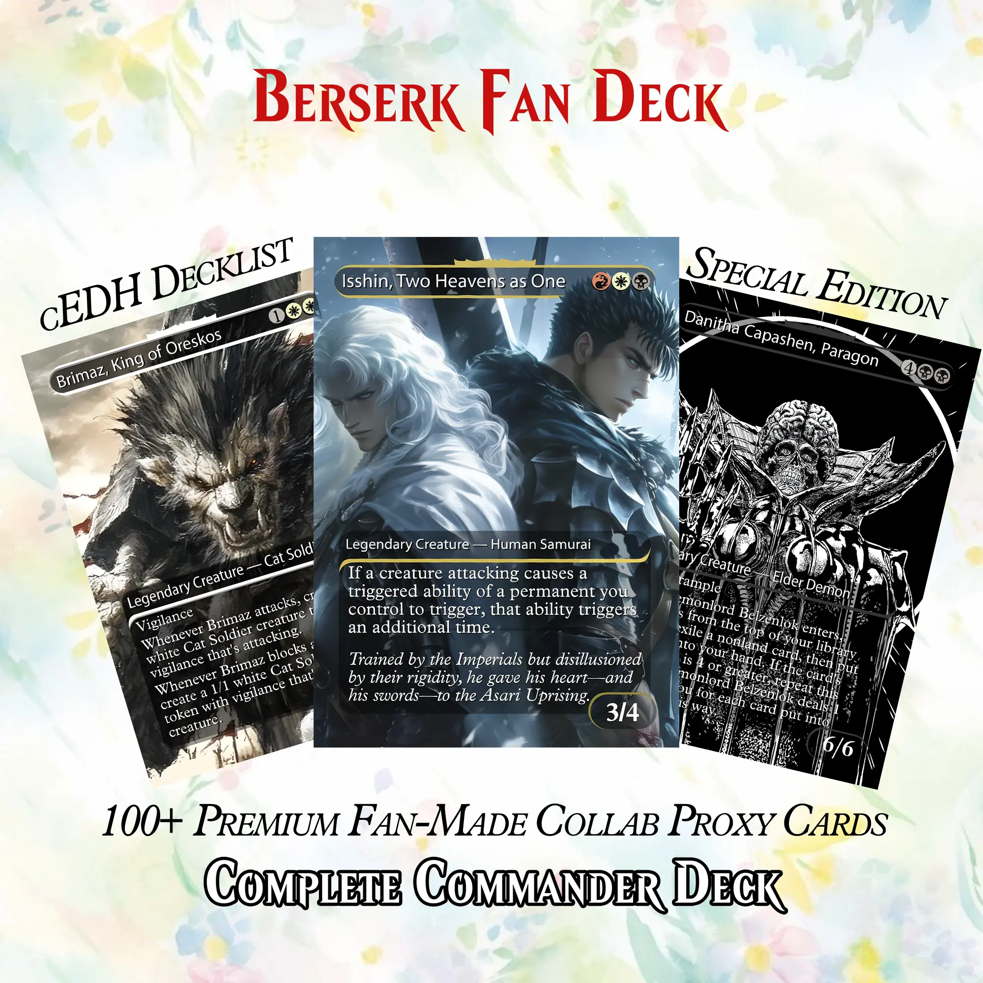 Berserk Anime-Inspired Gothic Drama Fan-Made MTG Proxy Commander Deck - 116+ Dark Fantasy Cards, Sturdy Build, HD Crimson Art, Collectible Display Box, No Official Anime Brand Affiliation, for EDH Card Collectors, Tabletop Play