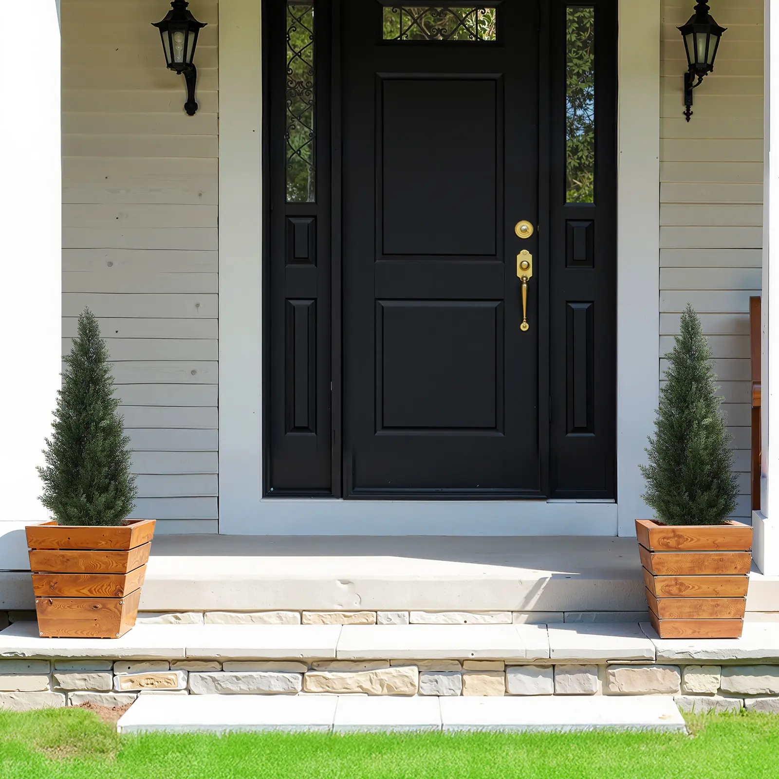 DR.Planzen 3/4/5FT Artificial Cedar Tree Set of 2, Lifelike Faux Cedar Plant with UV Resistant Foliage, Indoor Outdoor Porch & Home Decor