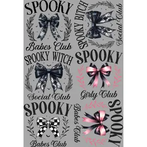 Spooky Club Mini DTF Transfer Gang Sheet 24.5" wide x 36" long Direct To Film