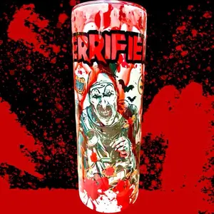 30 oz Terrifier Blood Drip Tumbler | Spooky Horror-Themed Cup | Creepy Clown Gift for Horror Fans